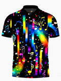 Oceanlyte Men's Graphic Colorful Musical Notes Print Short Sleeve Shirt
