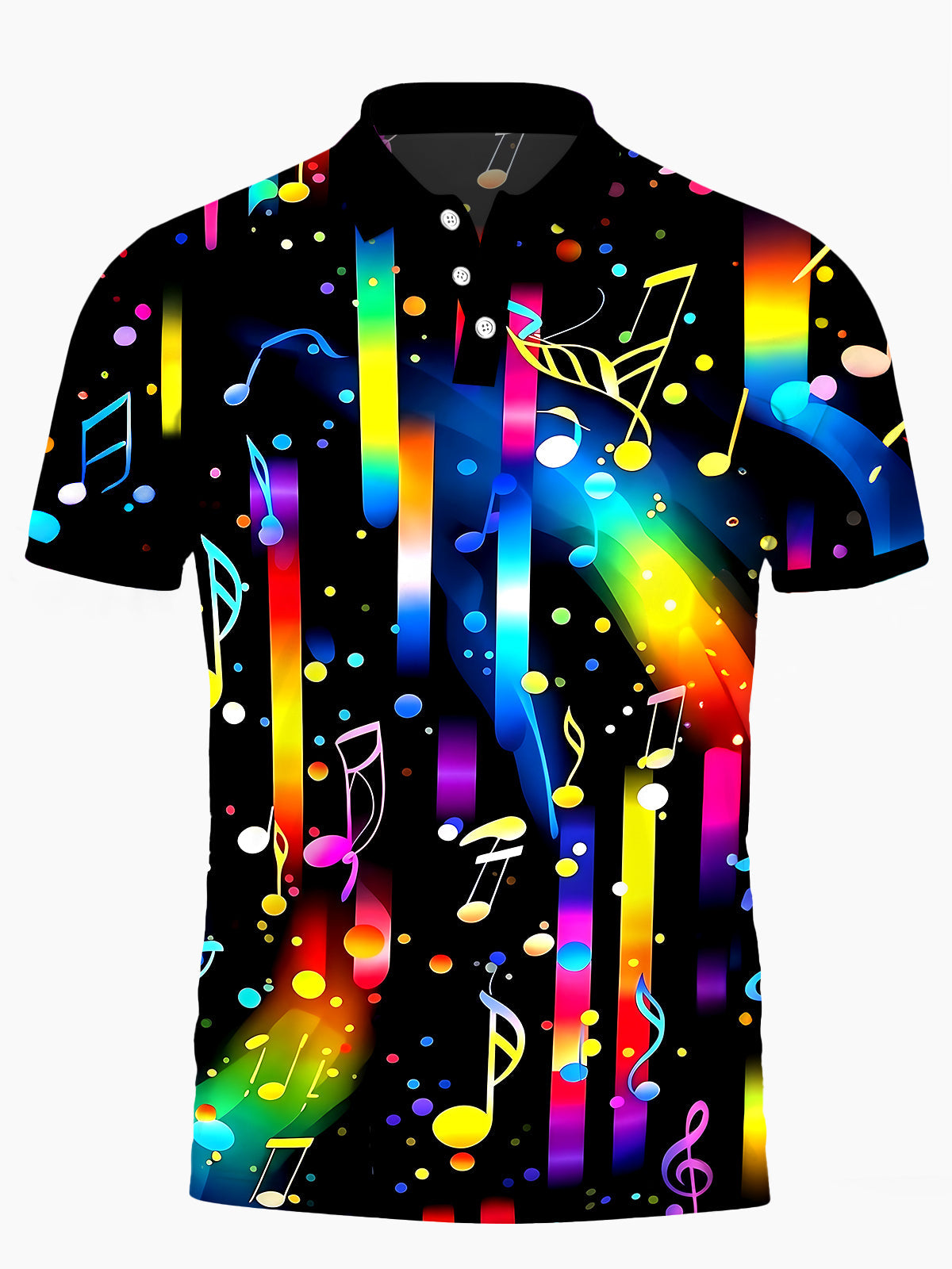 Oceanlyte Men's Graphic Colorful Musical Notes Print Short Sleeve Shirt