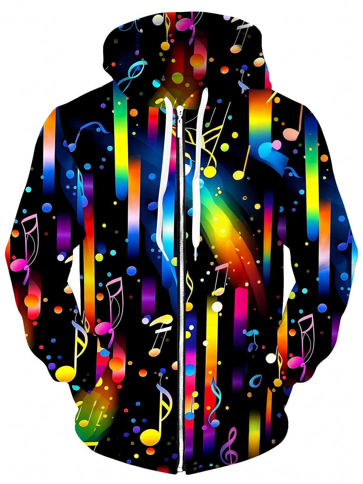Oceanlyte Men's Graphic Colorful Musical Notes Print Long Sleeve Sweatshirt with Chest Pocket