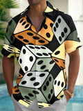 Oceanlyte Men's Hawaiian Dice Pattern Casual Vacation Print Short Sleeve Shirt with Chest Pocket
