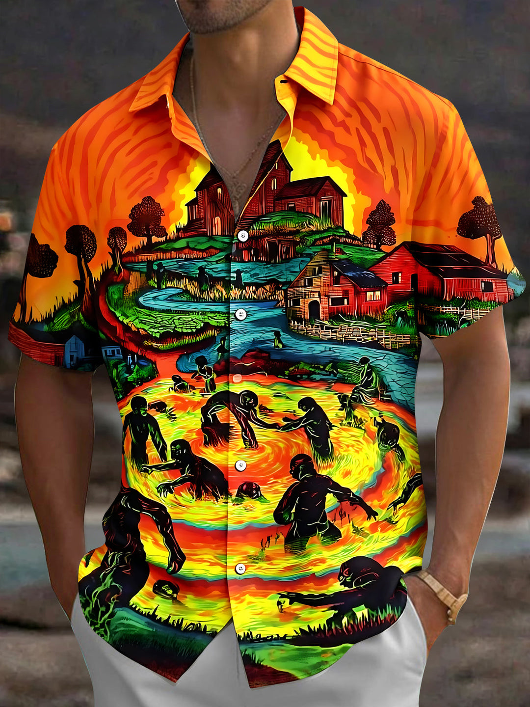 Oceanlyte Vintage Dark Skull Men's Pocket Short Sleeve Shirts