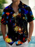 Oceanlyte Men's Tie Dye Colorful Dots Pattern Short Sleeve Shirt with Chest Pocket