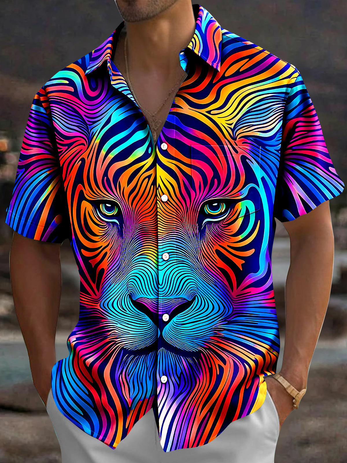 Oceanlyte Men's Graphic Pattern Print Short Sleeve Shirt with Chest Pocket