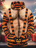 Oceanlyte Men's Graphic Halloween Jack-o-lantern Print Long Sleeve Hoodie with Chest Pocket