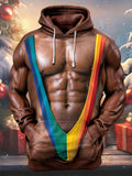 Oceanlyte Men's Graphic Rainbow Stripes Print Long Sleeve Hoodie with Chest Pocket