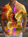 Oceanlyte Men's Graphic Golden Eagle Print Short Sleeve Shirt with Chest Pocket