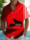 Oceanlyte Men's Printed Piano Silhouette Print Short Sleeve Shirt with Chest Pocket