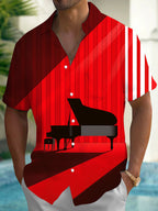 Oceanlyte Men's Printed Piano Silhouette Print Short Sleeve Shirt with Chest Pocket