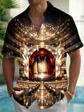 Oceanlyte Men's 3D Opera House Interior Print Short Sleeve Shirt with Chest Pocket
