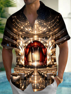 Oceanlyte Men's 3D Opera House Interior Print Short Sleeve Shirt with Chest Pocket