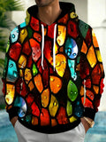 Oceanlyte Men's Printed Stained Glass Pattern Long Sleeve Hoodie with Chest Pocket
