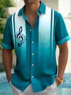 Oceanlyte Men's Printed Musical Note Graphic Short Sleeve Shirt with Chest Pocket