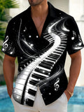 Oceanlyte Men's Graphic Piano Keyboard Print Short Sleeve Shirt with Chest Pocket