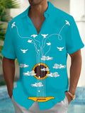 Oceanlyte Men's Printed Guitar Strings Print Short Sleeve Shirt with Chest Pocket