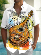 Oceanlyte Men's Graphic Mandolin Instrument Print Short Sleeve Shirt with Chest Pocket