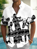 Oceanlyte Men's Printed Singer Print Short Sleeve Shirt with Chest Pocket