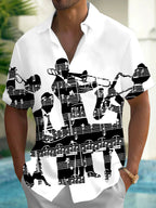 Oceanlyte Men's Printed Singer Print Short Sleeve Shirt with Chest Pocket