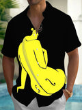 Oceanlyte Men's Graphic Yellow Violin Graphic Short Sleeve Shirt with Chest Pocket
