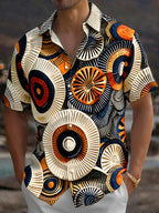 Oceanlyte Men's 3D 3D Relief Circles Print Short Sleeve Shirt with Chest Pocket