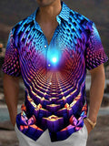 Oceanlyte Men's 3D Geometric Tunnel Print Short Sleeve Shirt with Chest Pocket