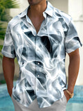 Oceanlyte Men's Printed Abstract Fluid Waves Print Short Sleeve Shirt with Chest Pocket