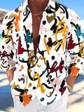Oceanlyte Men's Printed Abstract Scribble Pattern Long Sleeve Shirt with Chest Pocket