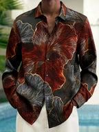 Oceanlyte Men's Printed Abstract Floral Pattern Long Sleeve Shirt with Chest Pocket