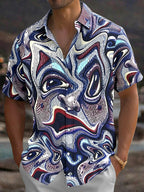 Oceanlyte Men's Printed Pattern Print Short Sleeve Shirt with Chest Pocket