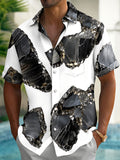 Oceanlyte Men's Printed Abstract Marble Pattern Short Sleeve Shirt with Chest Pocket