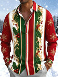 Oceanlyte Men's Printed Christmas Snowflakes Print Long Sleeve Shirt with Chest Pocket