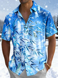 Oceanlyte Men's Hawaiian Snowflake Pattern Short Sleeve Shirt with Chest Pocket