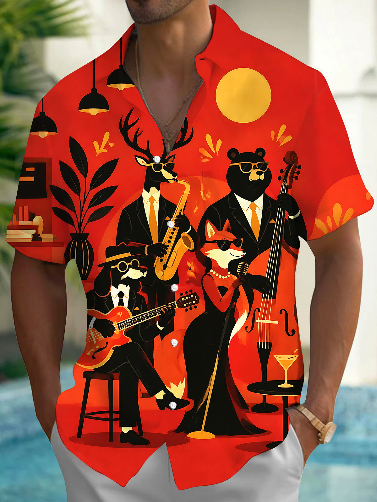 Oceanlyte Animal Band Men's Pocket Short Sleeve Shirts