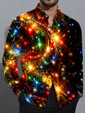 Oceanlyte Men's Printed Colorful Starburst Lights Print Long Sleeve Shirt with Chest Pocket
