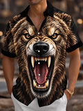 Oceanlyte Men's Graphic Roaring Bear Face Print Short Sleeve Shirt with Chest Pocket
