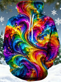 Oceanlyte Men's Printed Colorful Swirl Paint Print Long Sleeve Hoodie with Chest Pocket