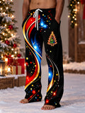 Oceanlyte Men's Graphic Christmas Tree Print Colorful Swirls Print Pants