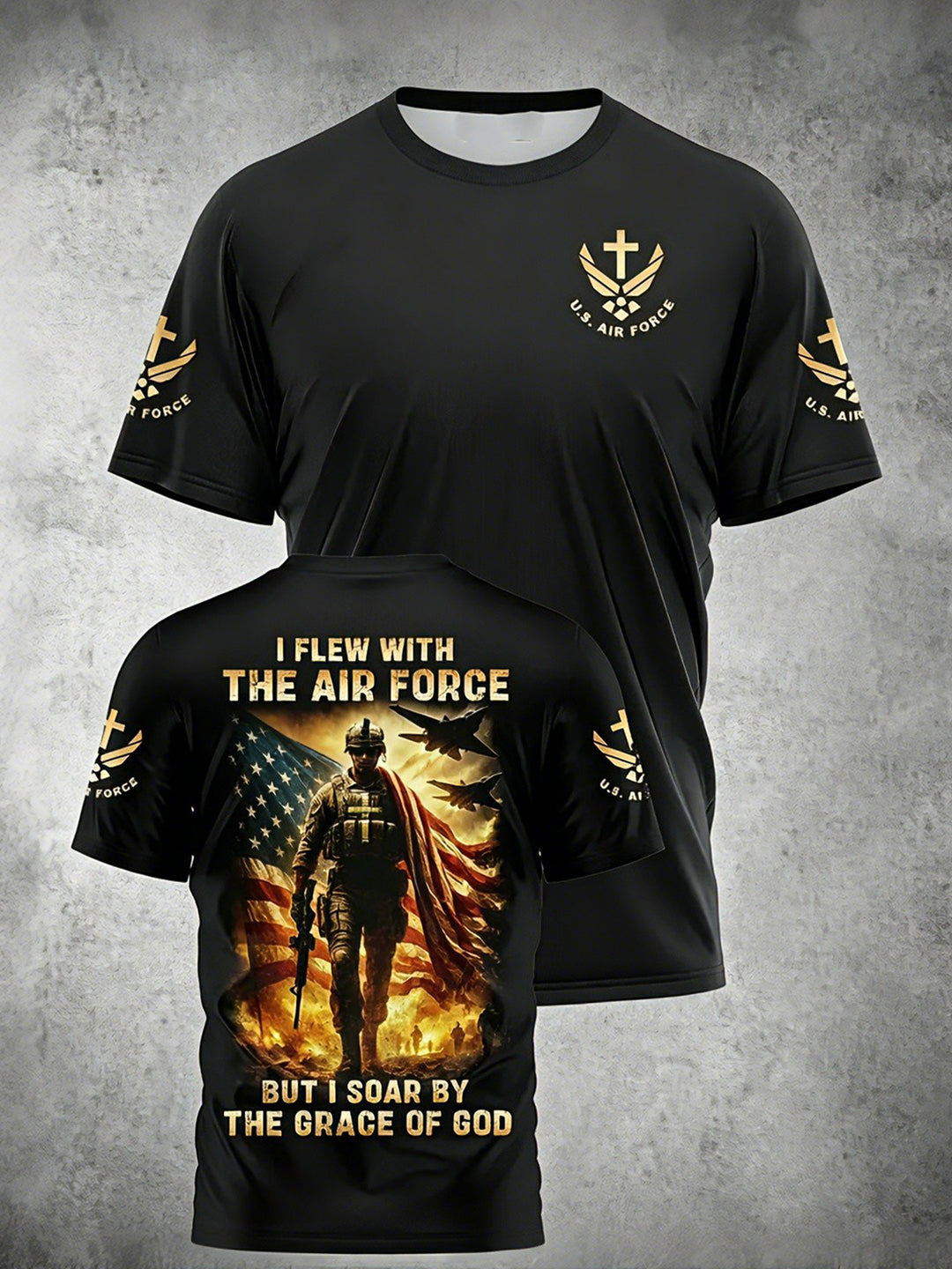 USA Air Force Faith Independence Day Round Neck Short Sleeve Men's T-shirt