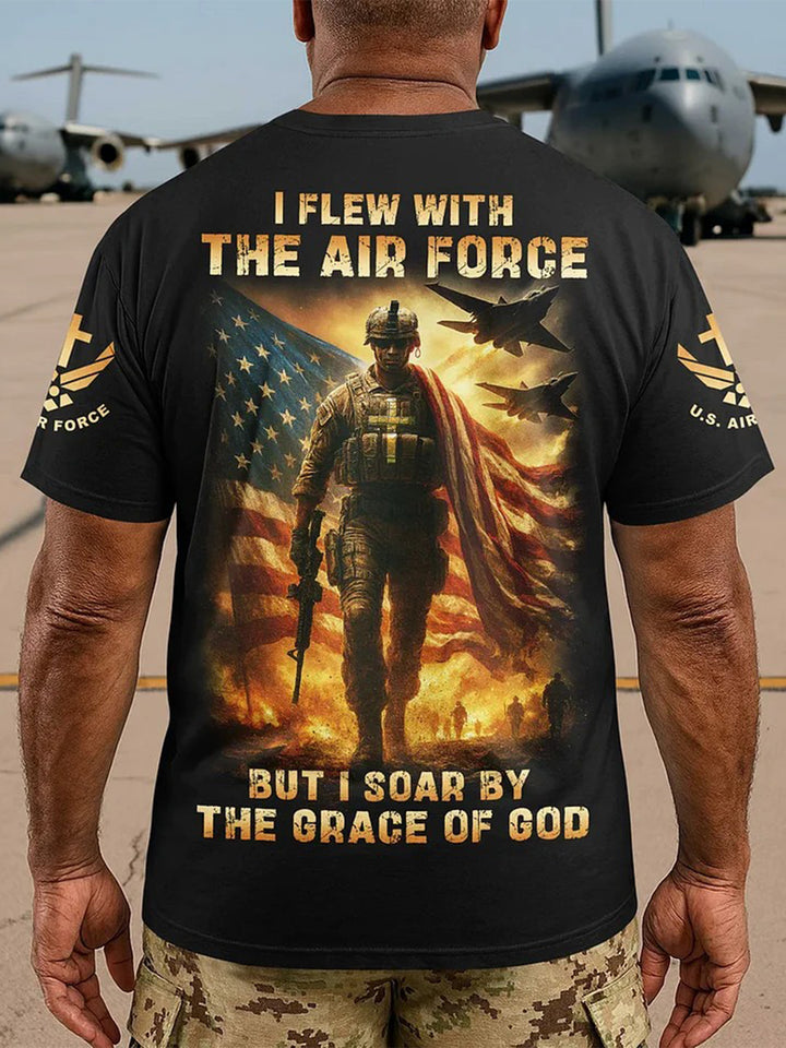 USA Air Force Faith Independence Day Round Neck Short Sleeve Men's T-shirt