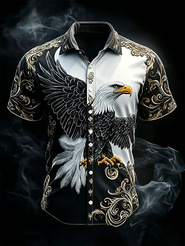 Dark Bald Eagle Men's Pocket Short Sleeve Shirts