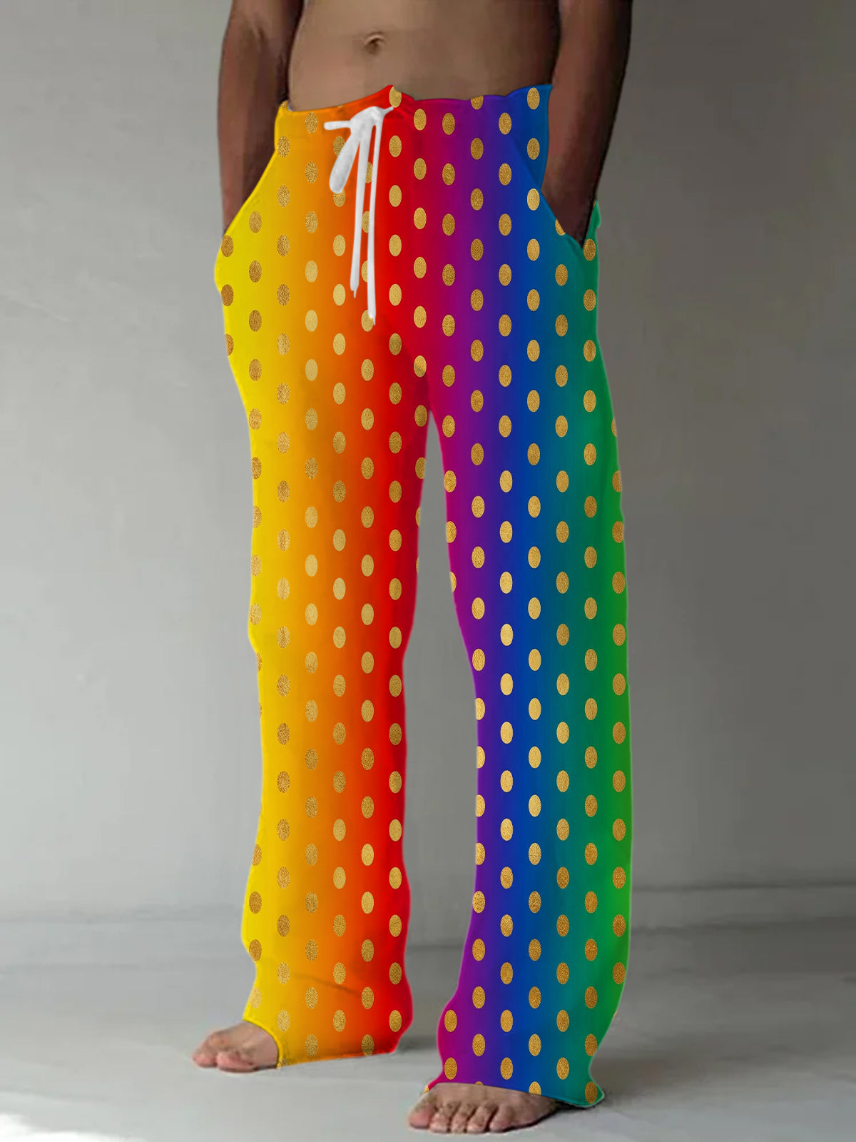 Oceanlyte Men's Patterned Rainbow Gradient Polka Dots Print Pants