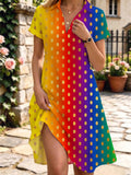 Oceanlyte Women's Gradient Polka Dots Print Short Sleeve Dress