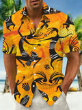 Oceanlyte Men's Primitive Tribal Dancers Print Short Sleeve Shirt with Chest Pocket