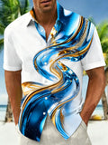 Oceanlyte Men's Printed Fluid Marble Print Short Sleeve Shirt with Chest Pocket