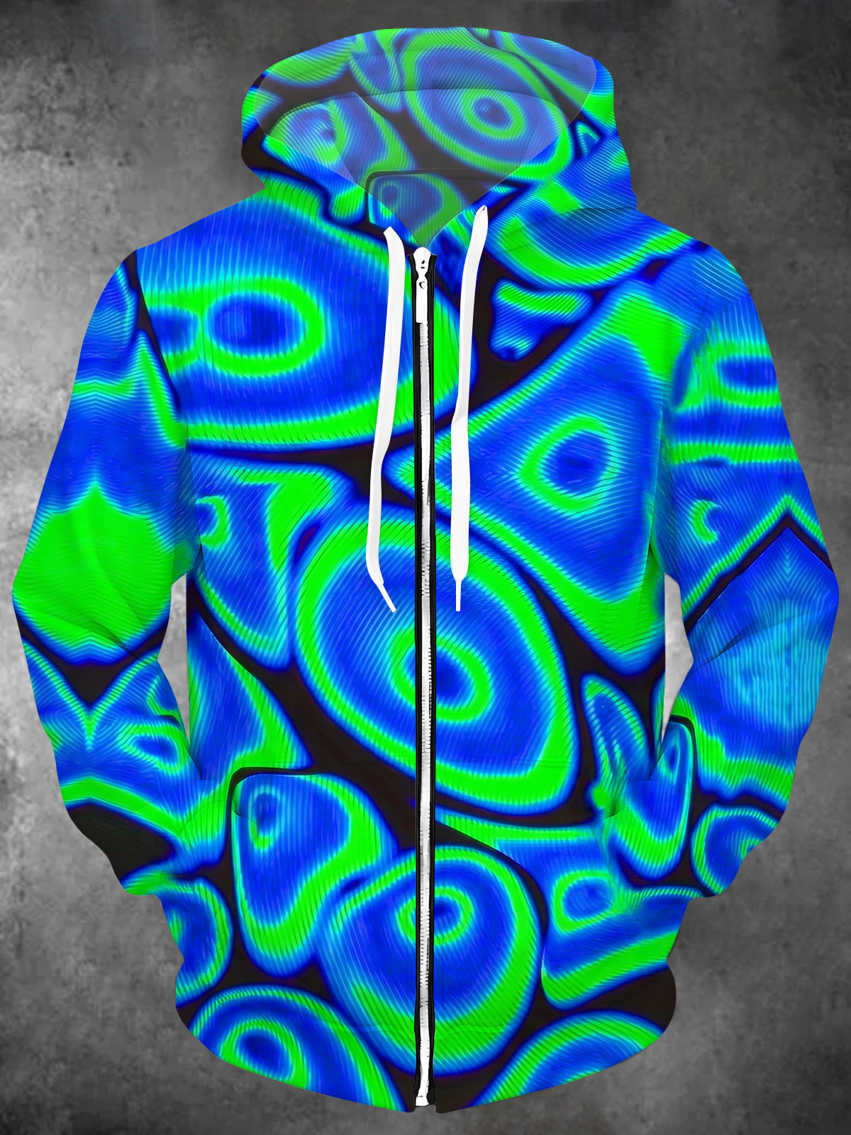 Oceanlyte Men's Psychedelic Spiral Fluid Pattern Long Sleeve Sweatshirt with Chest Pocket