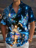 Oceanlyte Men's Hawaiian Starry Night Sky Print Short Sleeve Shirt with Chest Pocket