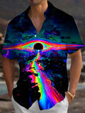Oceanlyte Men's Graphic Rainbow Eclipse Print Short Sleeve Shirt with Chest Pocket