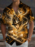 Oceanlyte Men's Graphic Treble Clef Print Short Sleeve Shirt with Chest Pocket