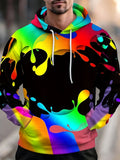 Oceanlyte Men's Printed Colorful Paint Splash Print Long Sleeve Hoodie with Chest Pocket
