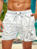 Oceanlyte Men's Graphic Saxophone Print Music Notes Print Shorts with Chest Pocket
