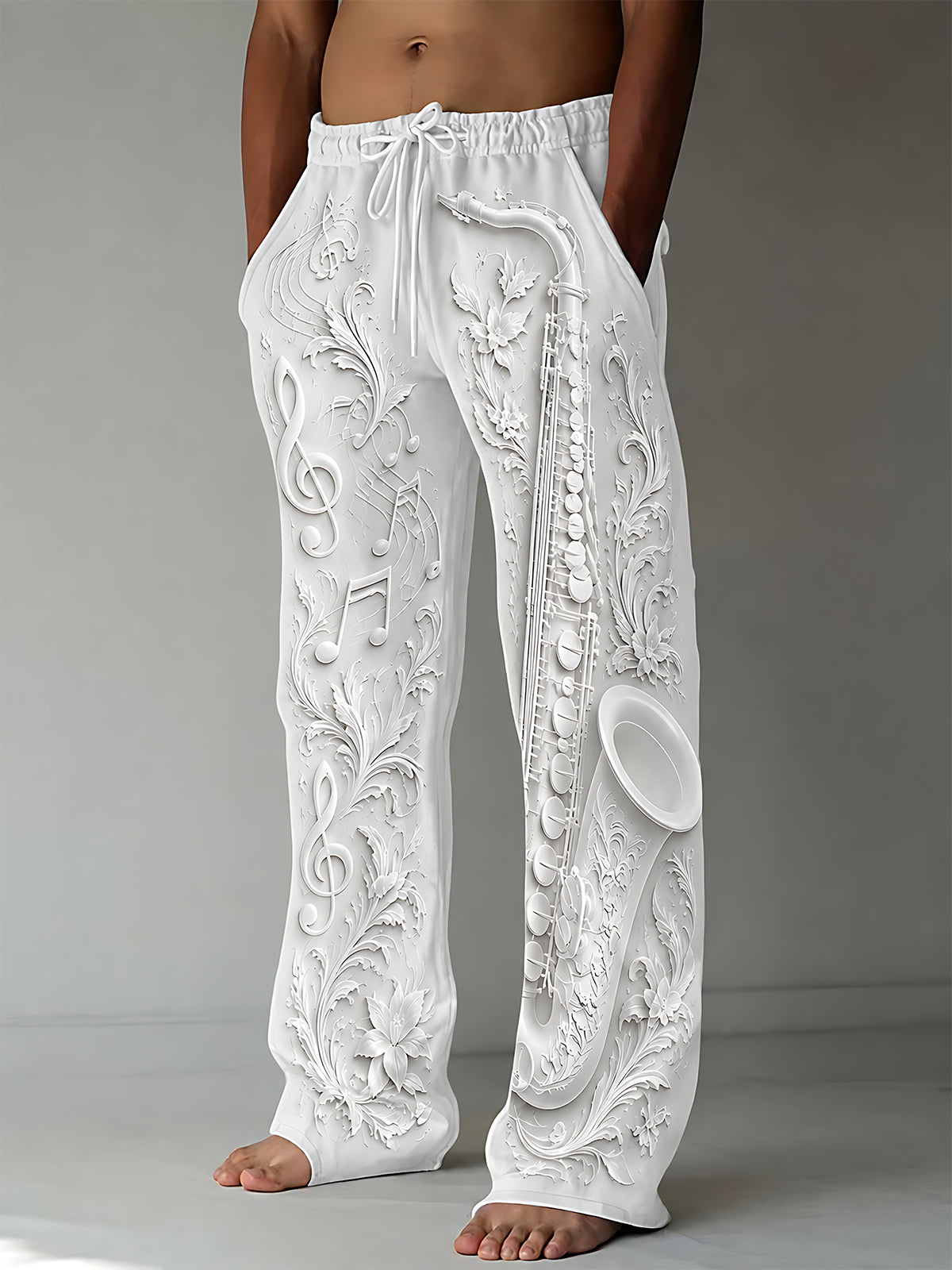 Oceanlyte Men's Graphic Saxophone Print Music Notes Print Pants